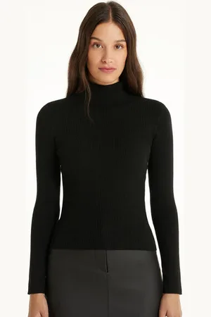 Tezenis Maglia Pesante Manica Lunga Collo Alto Costine con Lana Donna