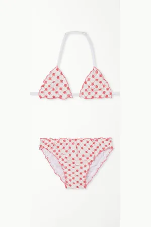 Tezenis Bikini Triangolo Bimba Fiori Ricamati Bambina