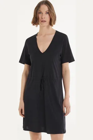 Tezenis Vestito Corto Mezza Manica in Cotone Scollo a V Donna