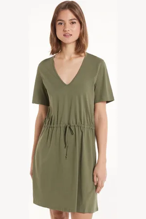 Tezenis Vestito Corto Mezza Manica in Cotone Scollo a V Donna