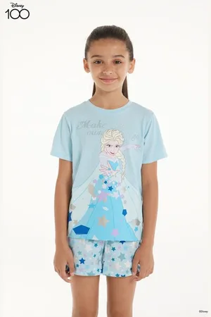 Tezenis Pigiama Corto in Cotone Spampa Disney Frozen Elsa Bambina