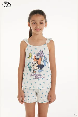 Tezenis Pigiama Corto in Cotone Stampa Disney Minnie Bimba Bambina