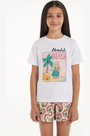 Tezenis Pigiama Corto in Cotone con Stampa "Honolulu" Bambina