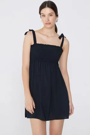 Tezenis Vestito Corto Punto Smock Tela di Viscosa Donna