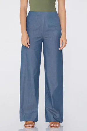 Tezenis Pantaloni a Palazzo Tela Effetto Denim Donna