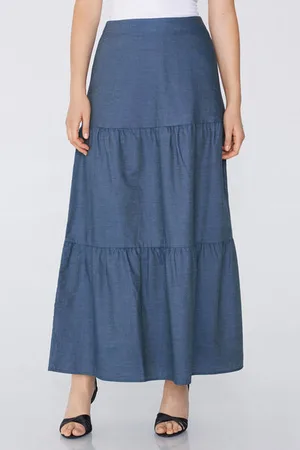 Tezenis Gonna Lunga Balze Tela Effetto Denim Donna