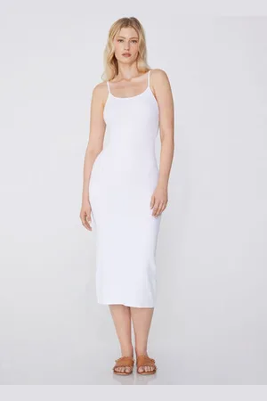 Tezenis Vestito Midi Cotone Costine Spalline Sottili Donna