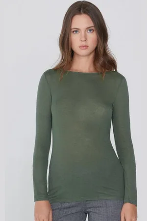Tezenis Maglia con Scollo a Barchetta in Viscosa e Lana Merino Donna