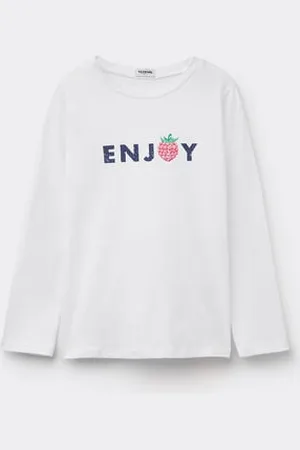 Tezenis Maglia Manica Lunga Cotone con Stampa Bimba Bambina