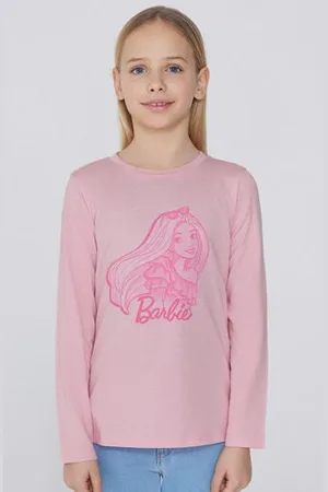 Tezenis Maglia Manica Lunga Cotone con Stampa Barbie Bimba Bambina