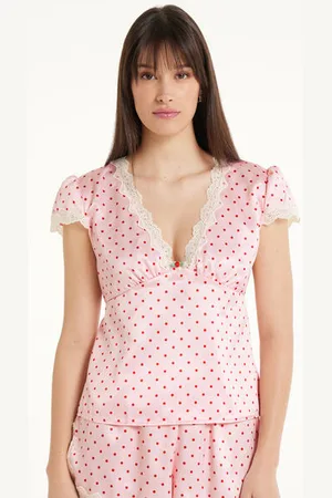 Tezenis Maglia Mezza Manica in Raso Pois e Pizzo Donna