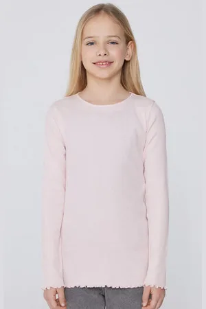 Tezenis Maglia Manica Lunga Costina Punto Bambola Girocollo Bimba Bambina