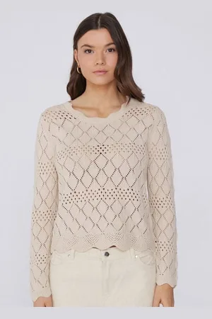 Tezenis Maglioncino Manica Lunga Traforato Crochet Donna