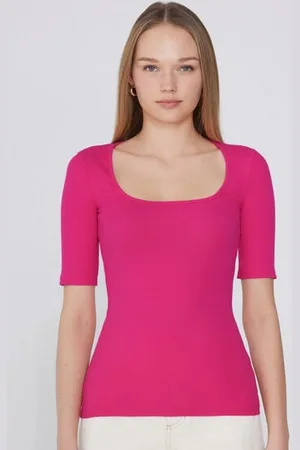 Tezenis Maglia Mezze Maniche Scollo Quadrato Cotone Costine Donna