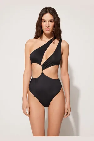 Tezenis Costume Intero Non Imbottito Cut Out Coulisse Riciclato Donna