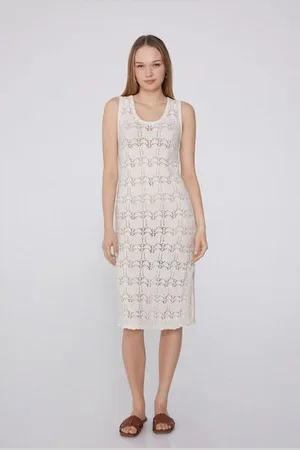 Tezenis Vestito Midi 100% Cotone Crochet con Spacco Donna