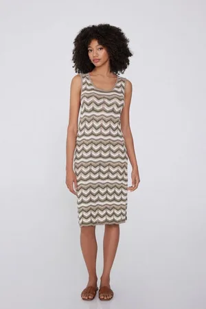 Tezenis Vestito Midi 100% Cotone Crochet con Spacco Donna