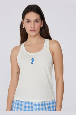 Tezenis Canotta Spalla Larga Cotone con Ricamo Donna