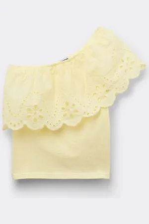 Tezenis Top Monospalla in Cotone con Balza Sangallo Bambina