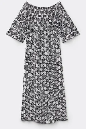 Tezenis Vestito Lungo Punto Smock Spalle Scoperte Donna
