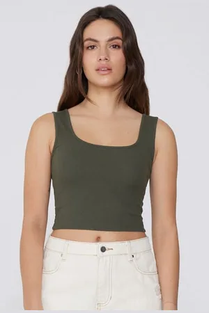 Tezenis Crop Top Spalla Larga Cotone Costine Donna