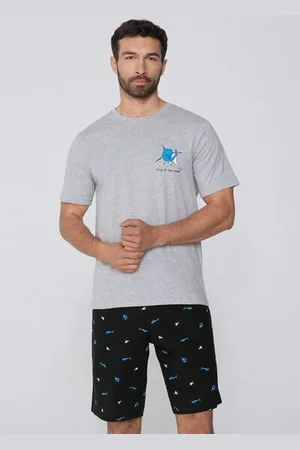 Tezenis Pigiama Corto in Cotone con Stampa Squali Uomo