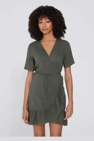 Tezenis Vestito Corto Mezza Manica Incrocio Tela Viscosa Donna