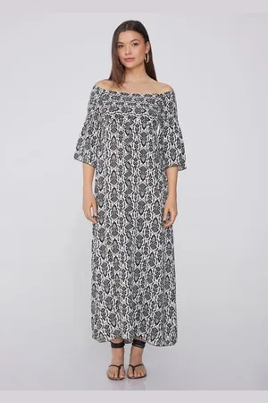 Tezenis Vestito Lungo Punto Smock Spalle Scoperte Donna
