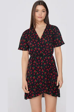 Tezenis Vestito Corto Mezza Manica Incrocio Tela Viscosa Donna