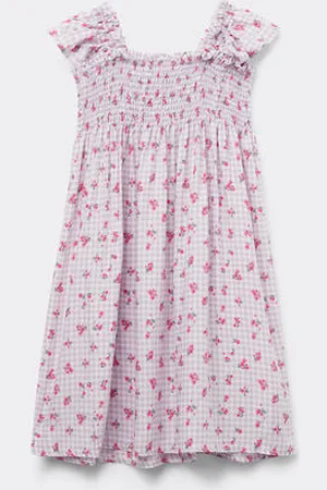 Tezenis Vestito Spalla Larga in Tela Viscosa Punto Smock Bambina