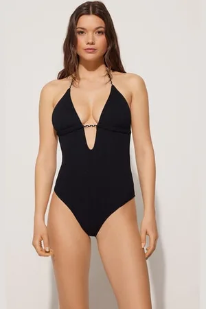 Tezenis Costume Intero Triangolo Imbottito Estraibile Tiki Texture Donna