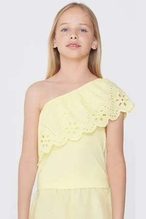 Tezenis Top Monospalla in Cotone con Balza Sangallo Bambina