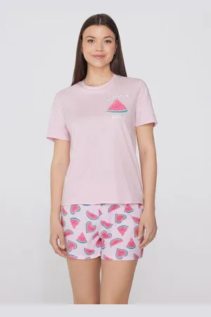 Tezenis Pigiama Corto Mezza Manica Cotone Angurie Donna