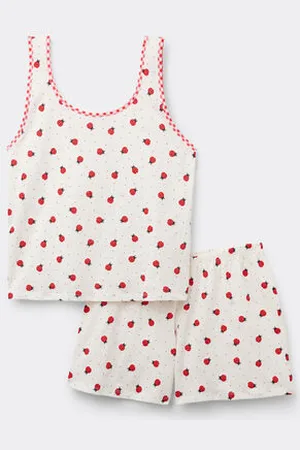 Tezenis Pigiama Corto Spalla Larga Cotone Coccinelle Donna
