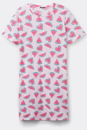 Tezenis Camicia da Notte Mezza Manica Cotone Angurie Donna