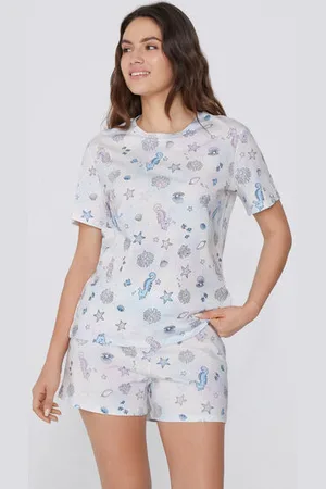 Tezenis Pigiama Corto Mezza Manica Cotone Cavallucci Marini Donna