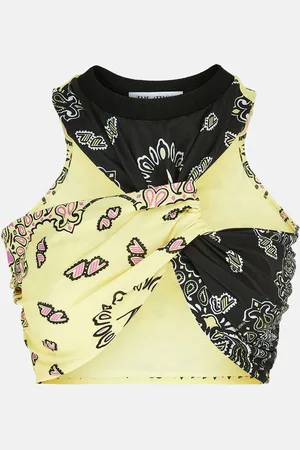 The Attico Top "Asahi" nero e yellow bandana