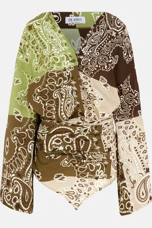 The Attico Multicolor verde,marrone and beige mini dress