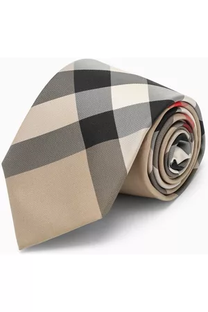 Burberry Uomo Cravatte - Cravatta beige con motivo Vintage Check