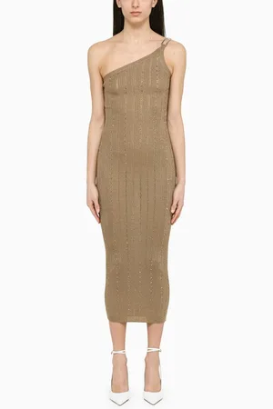 Alessandra Rich Abito monospalla oro con strass