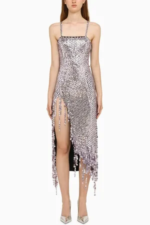 The Attico Abito asimmetrico lavanda con strass