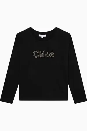 Chloé T-shirt girocollo nera con logo