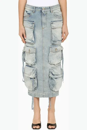 The Attico Gonna midi cargo blu in denim
