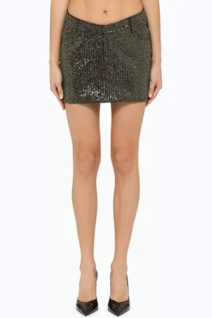 ROTATE Minigonna nera con micro paillettes