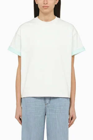 Bottega Veneta T-shirt girocollo bianca in cotone con ricamo