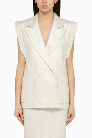 FEDERICA TOSI Gilet doppiopetto argento in misto cotone