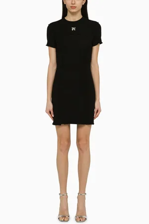 Palm Angels Mini Abito nero in cotone con logo
