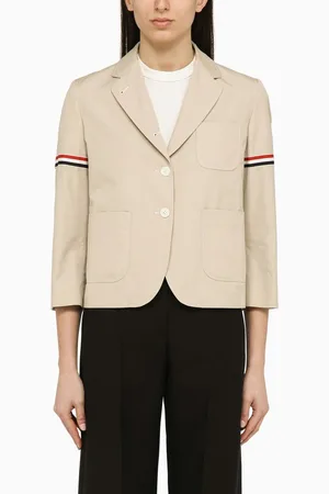 Thom Browne Blazer corto in misto cotone color kaki