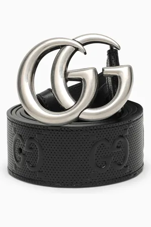 Gucci Cintura Marmont nera con pelle GG
