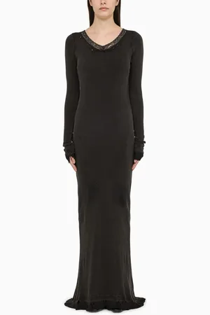 Balenciaga Abito Lingerie Maxi nero in cotone